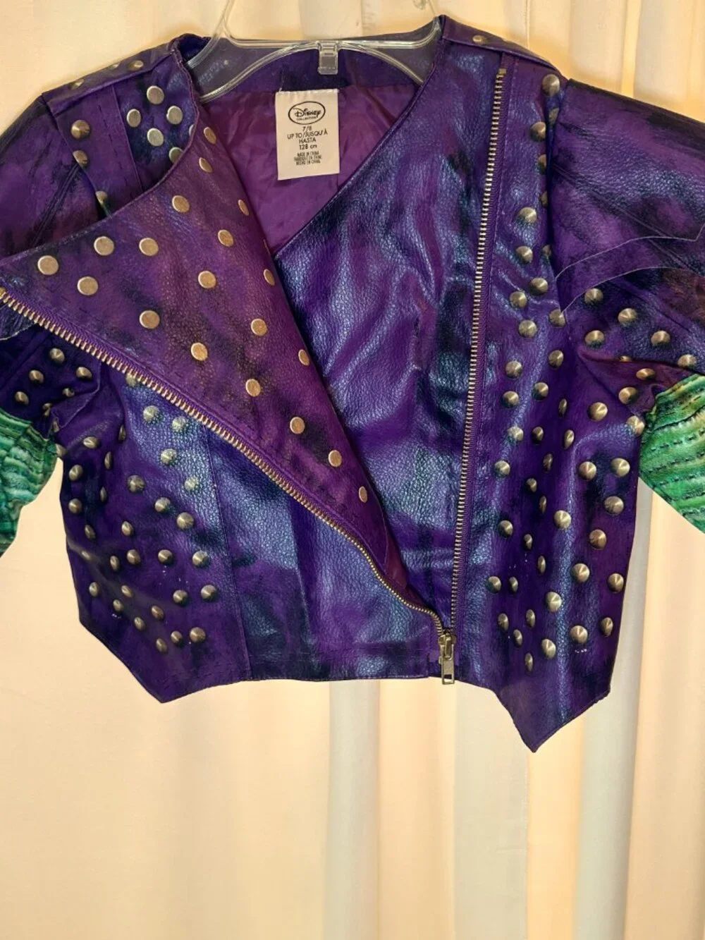 Disney Store Descendants Mal Full Zip Faux Leather Costume Jacket Size 7/8 - Picture 2 of 12